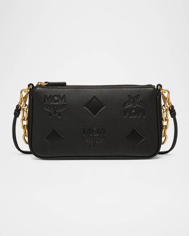 Aren Maxi Monogram Leather Pouch Shoulder Bag